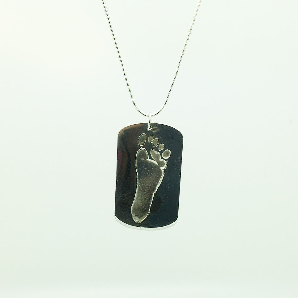 Solid Silver Dog Tag Pendant