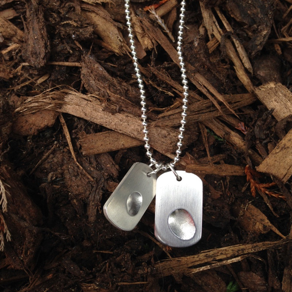 Double Solid Silver Dog Tags (large and small) Pendant