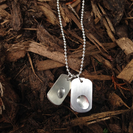 Double Solid Silver Dog Tags (large and small) Pendant